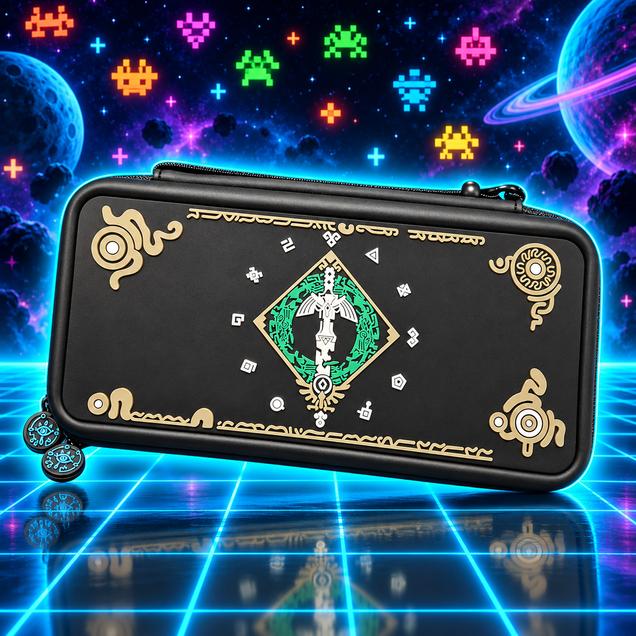 Funda Zelda en Arcade Cósmico Neon Funda Premium para Switch 2 + Protector de pantalla - Imagen 1